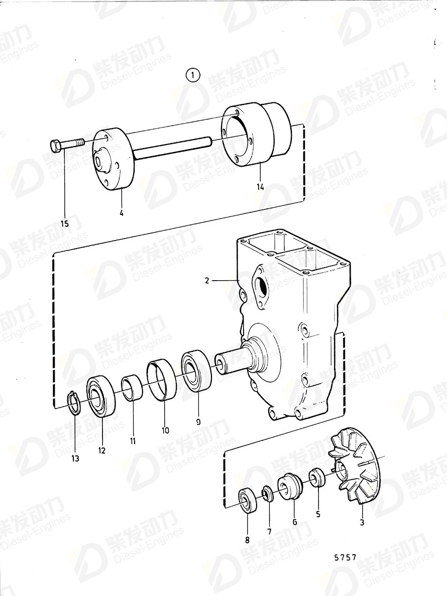 volvo penta Water pump 844379 Drawing volvo penta Water pump 844379 Drawing
